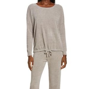 Barefoot Dreams CozyChic Luxe Long Sleeve Pajama Set in Stone (Taupe) - Size S